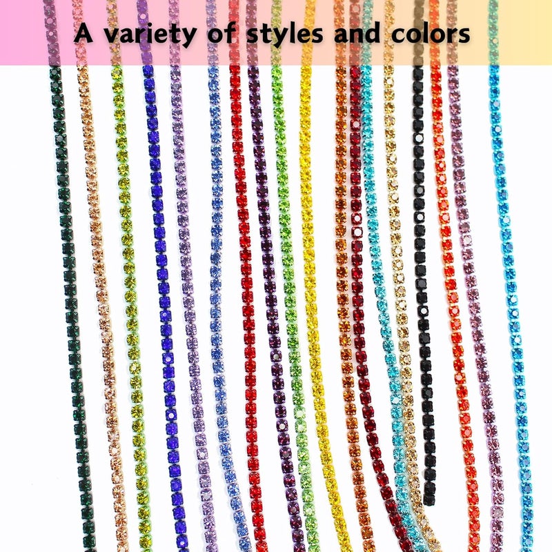 PEARLY JUN 10 Yards Green Rhinestone Chain Peridot Rhinestone Trim Crystal Artificial Stone Trim Cup Chain SS6 2mm Color Plated Cup Stitch Costume Decoration - Image 5
